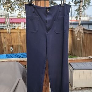 LC Lauren Conrad Navy Straight-Leg Pants with Front Patch Pockets